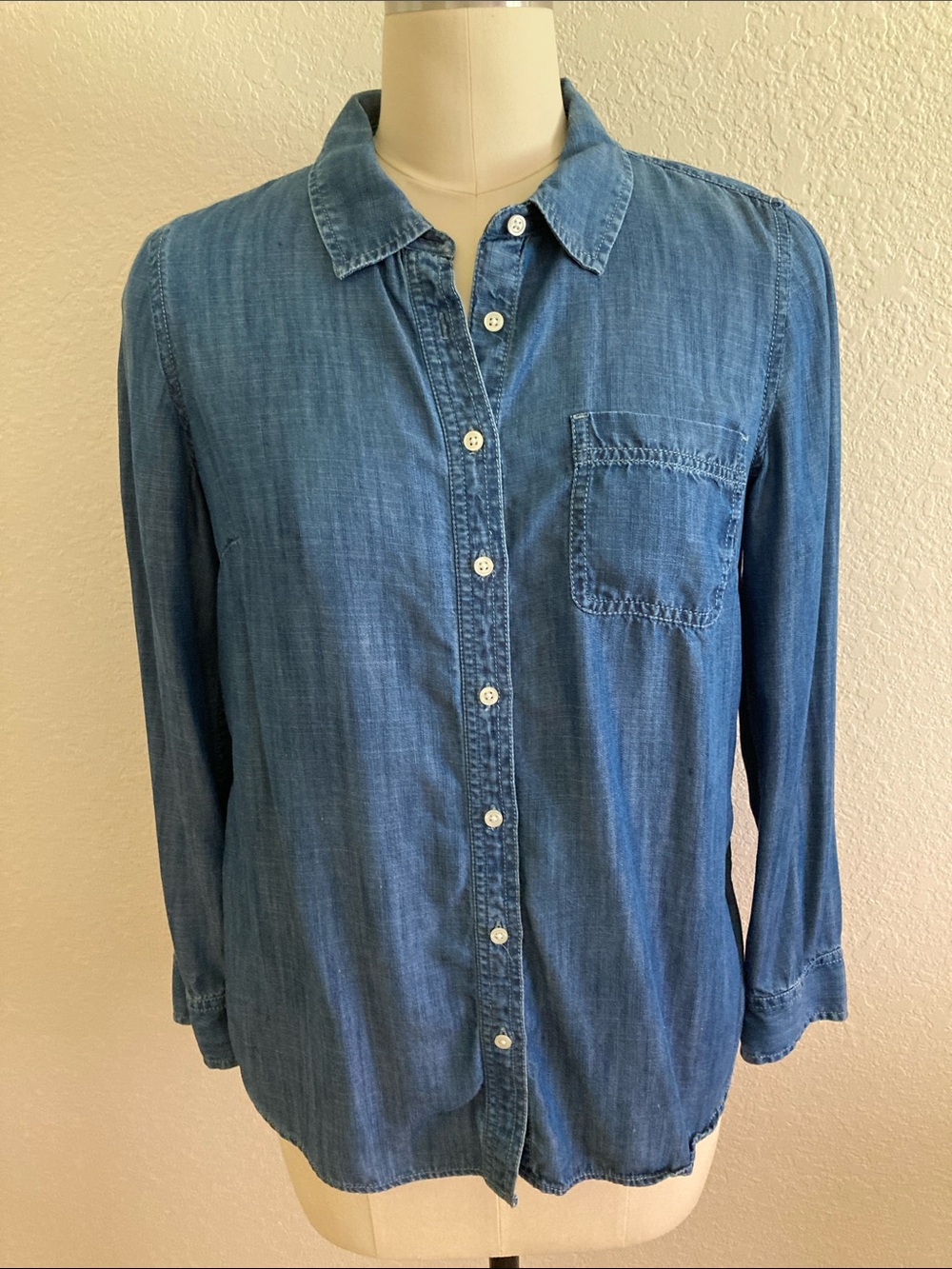 Talbots Blue Tencel/Denim Button-Down Shirt